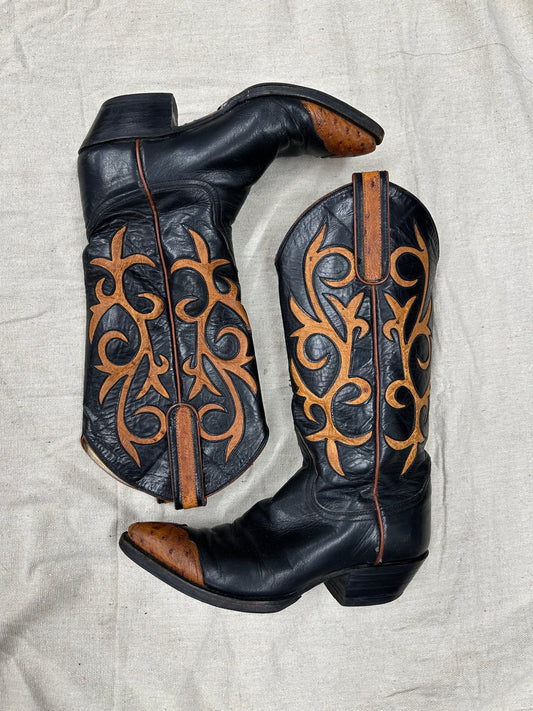 Vintage Ostrich Toe Cowboy Boots