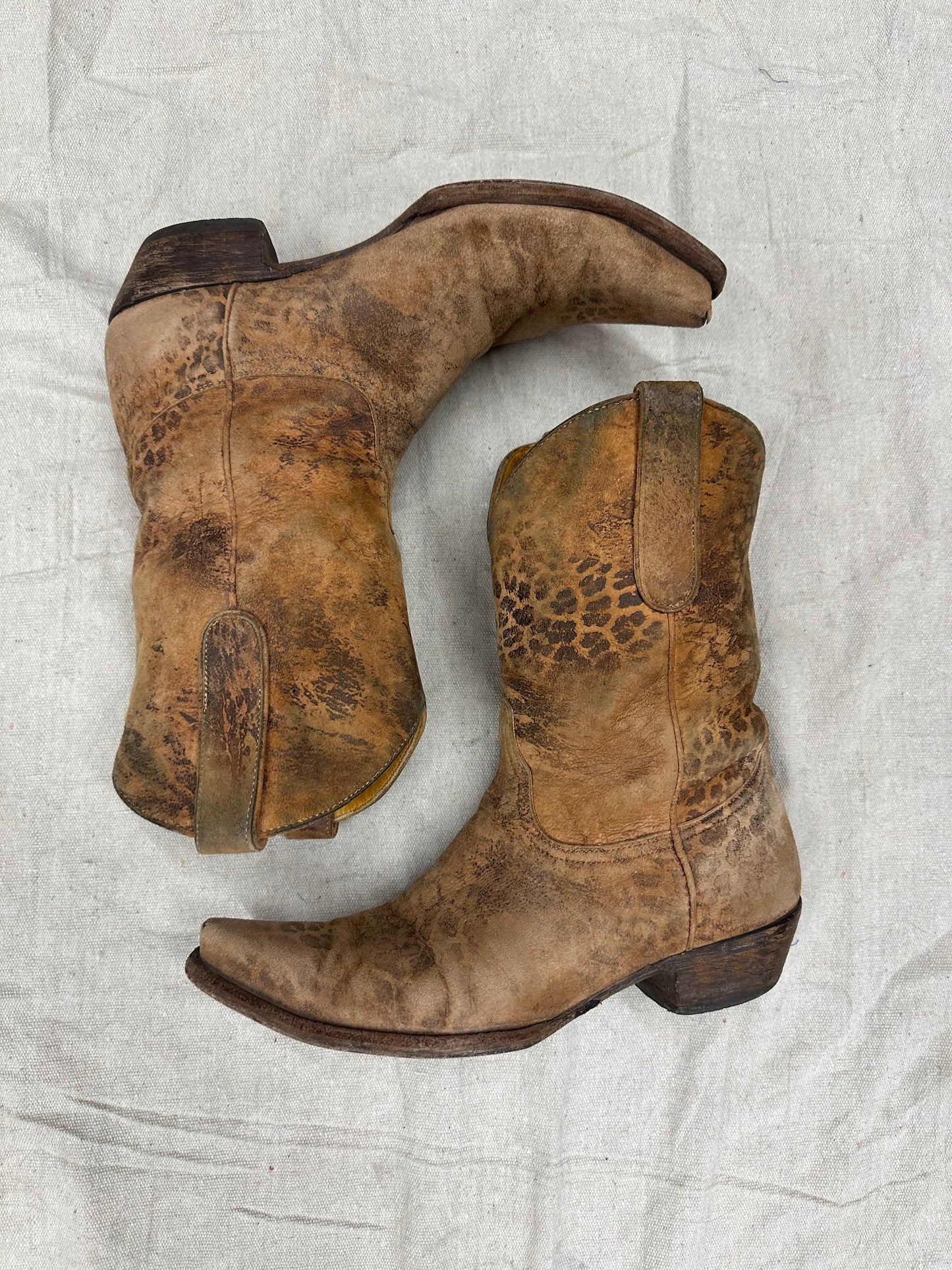 Vintage brown leopard cowboy boots