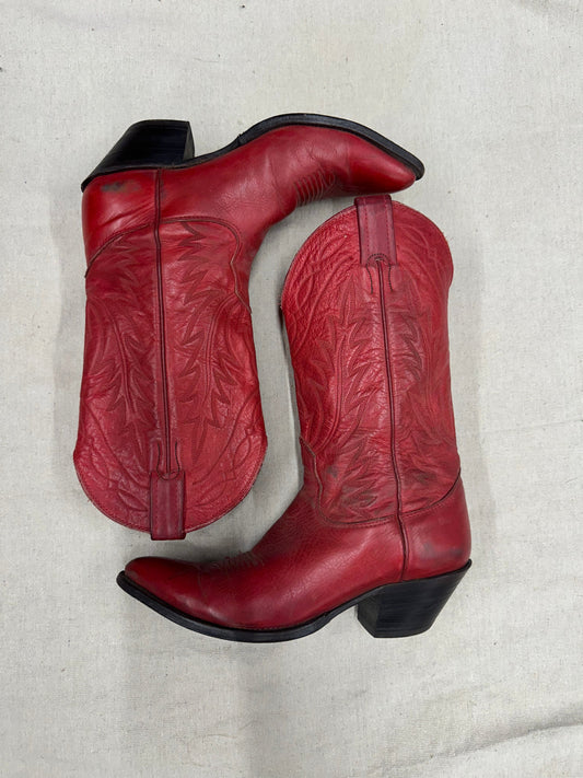 Vintage Red Almond Toe Cowboy Boots