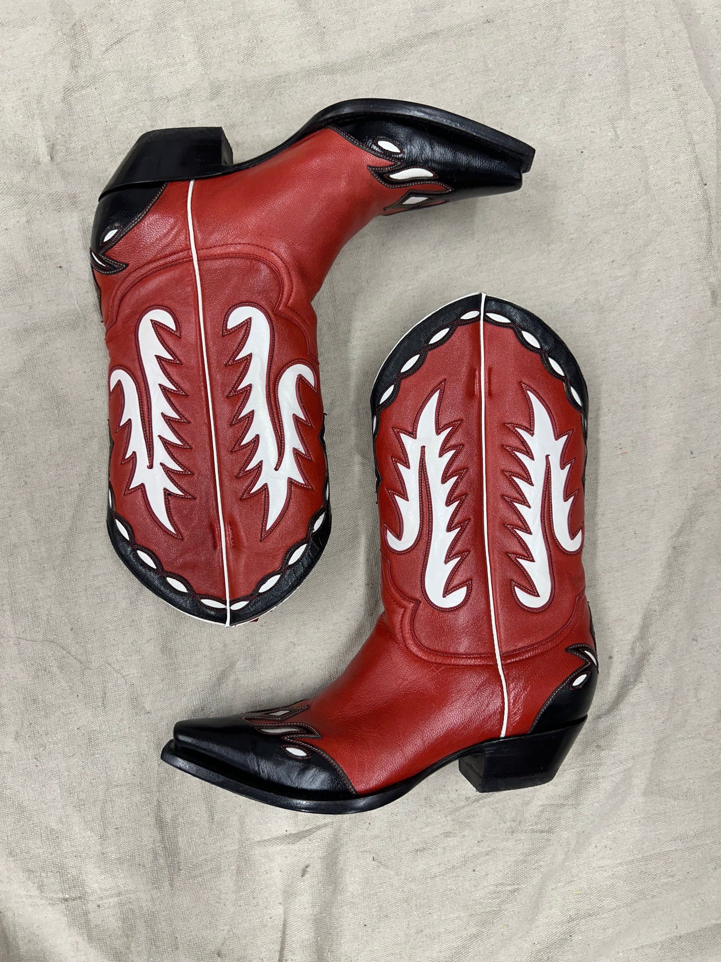 Vintage red and black cowboy boots