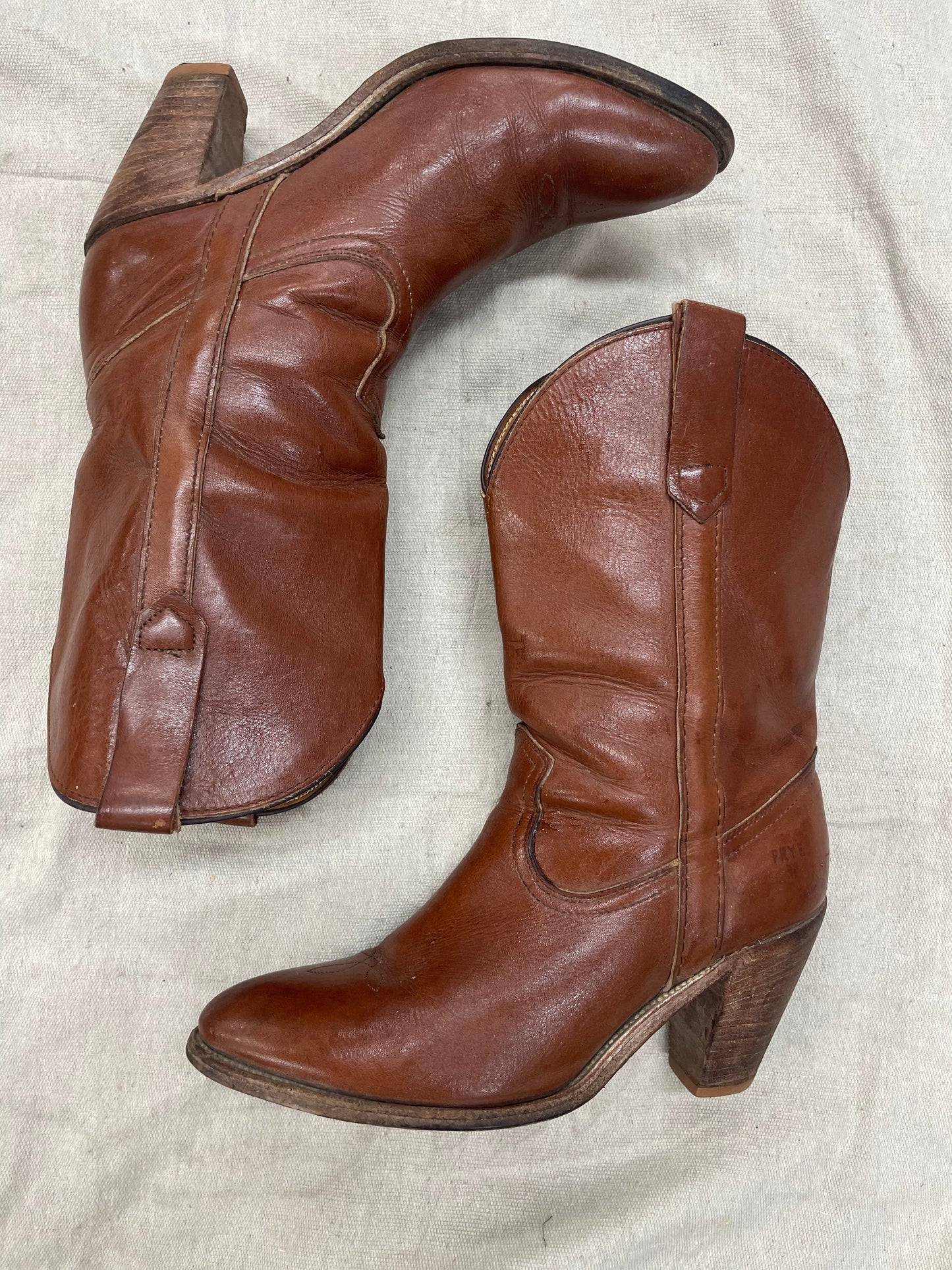 Vintage Brown Stacked Heel Cowboy Boot