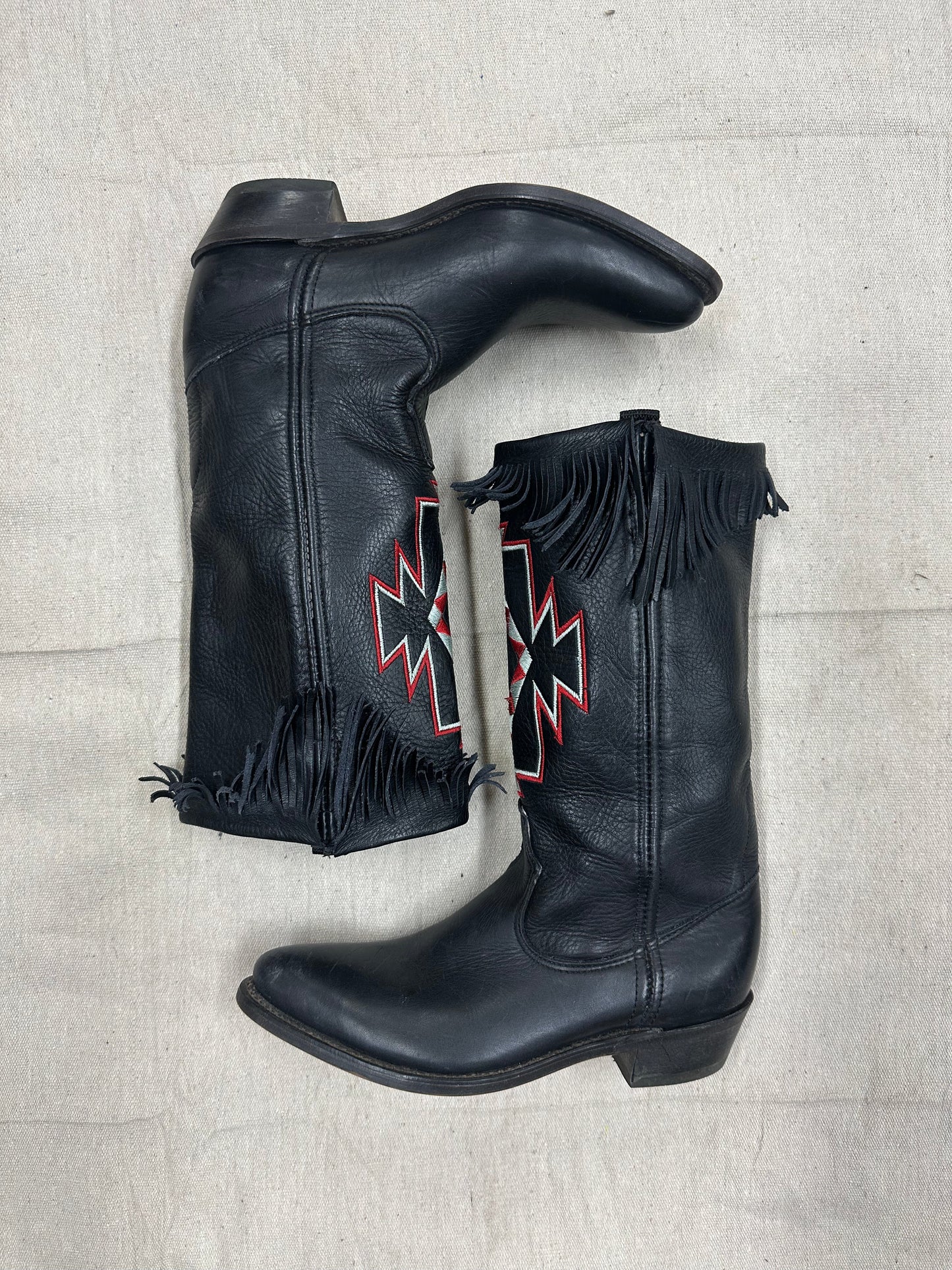 Black Fringe Top Cowboy Boots