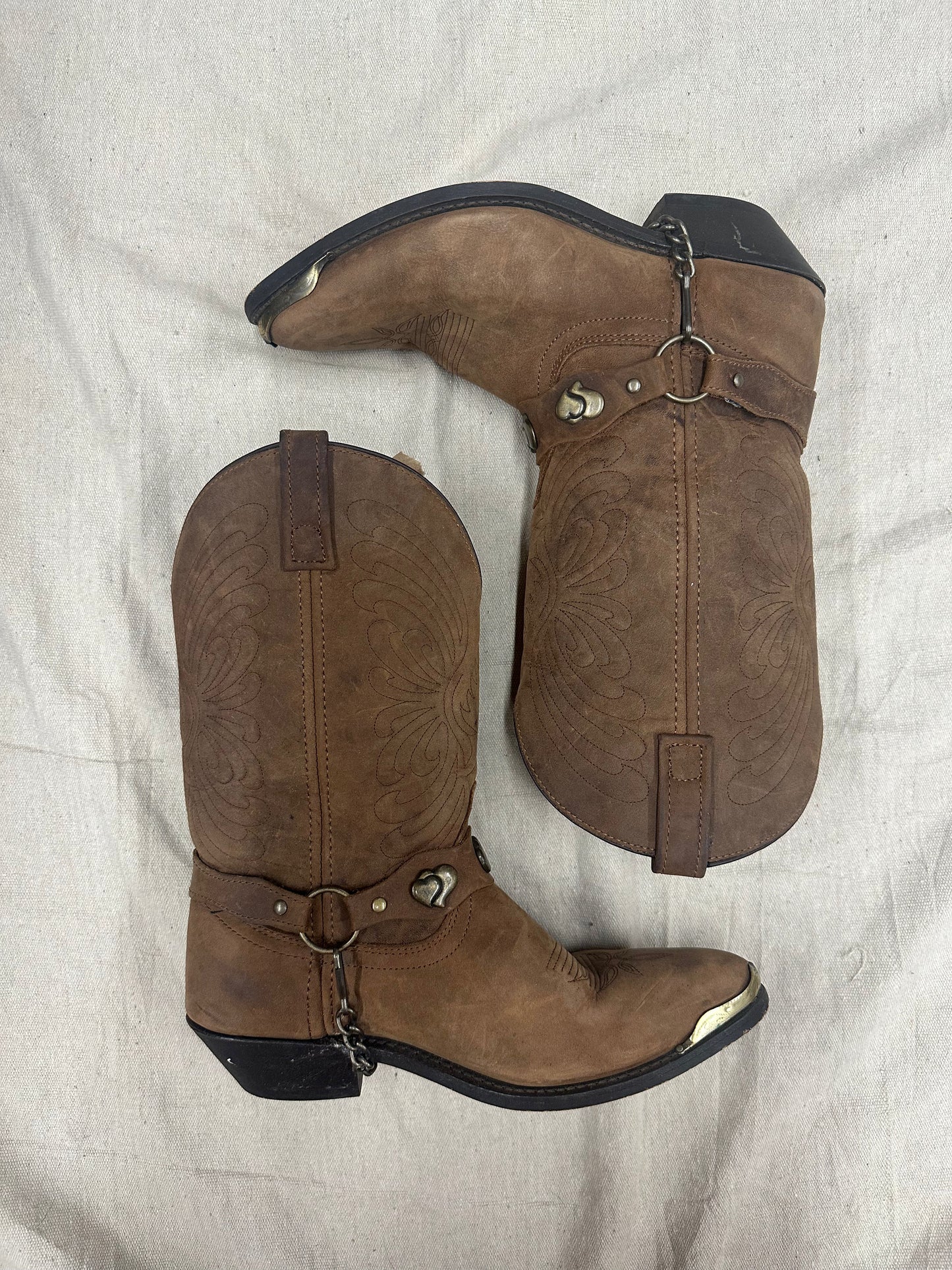 Vintage Heart Concho Cowboy Boots