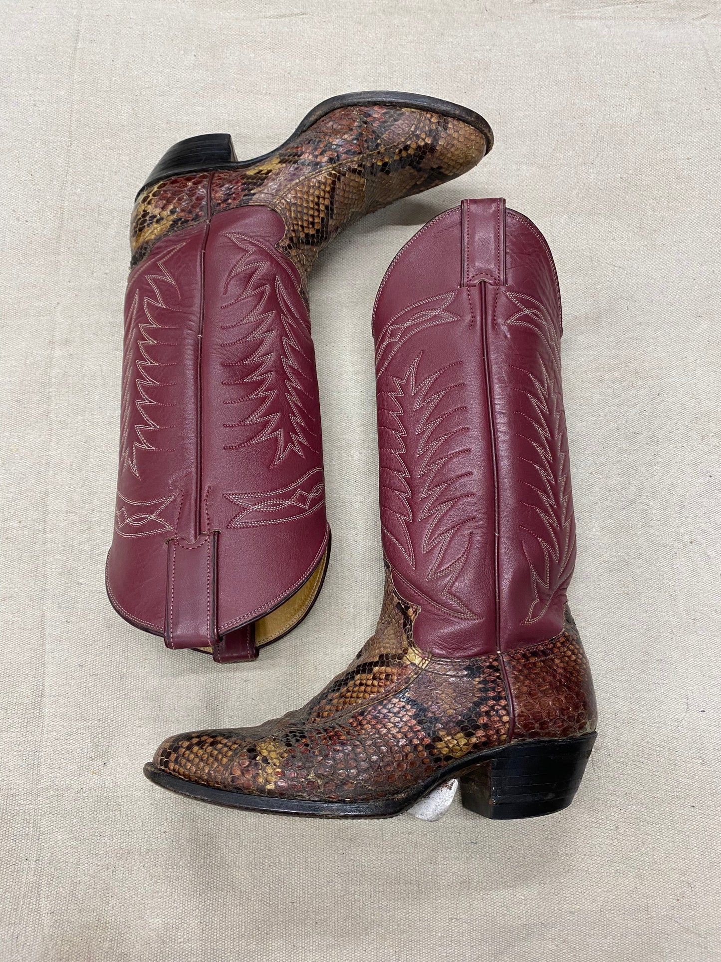 Vintage Fuschia & Exotic Bottom Cowboy Boots